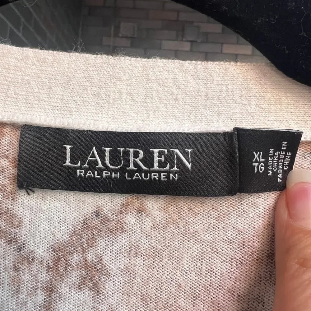 Lauren Ralph Lauren Black Label Snakeskin Print Cotton Blend Cardigan Size XL - Picture 4 of 7